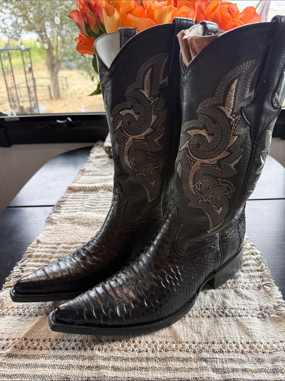 Dan Post Black Western Exotic Leather Python Cowboy Boots